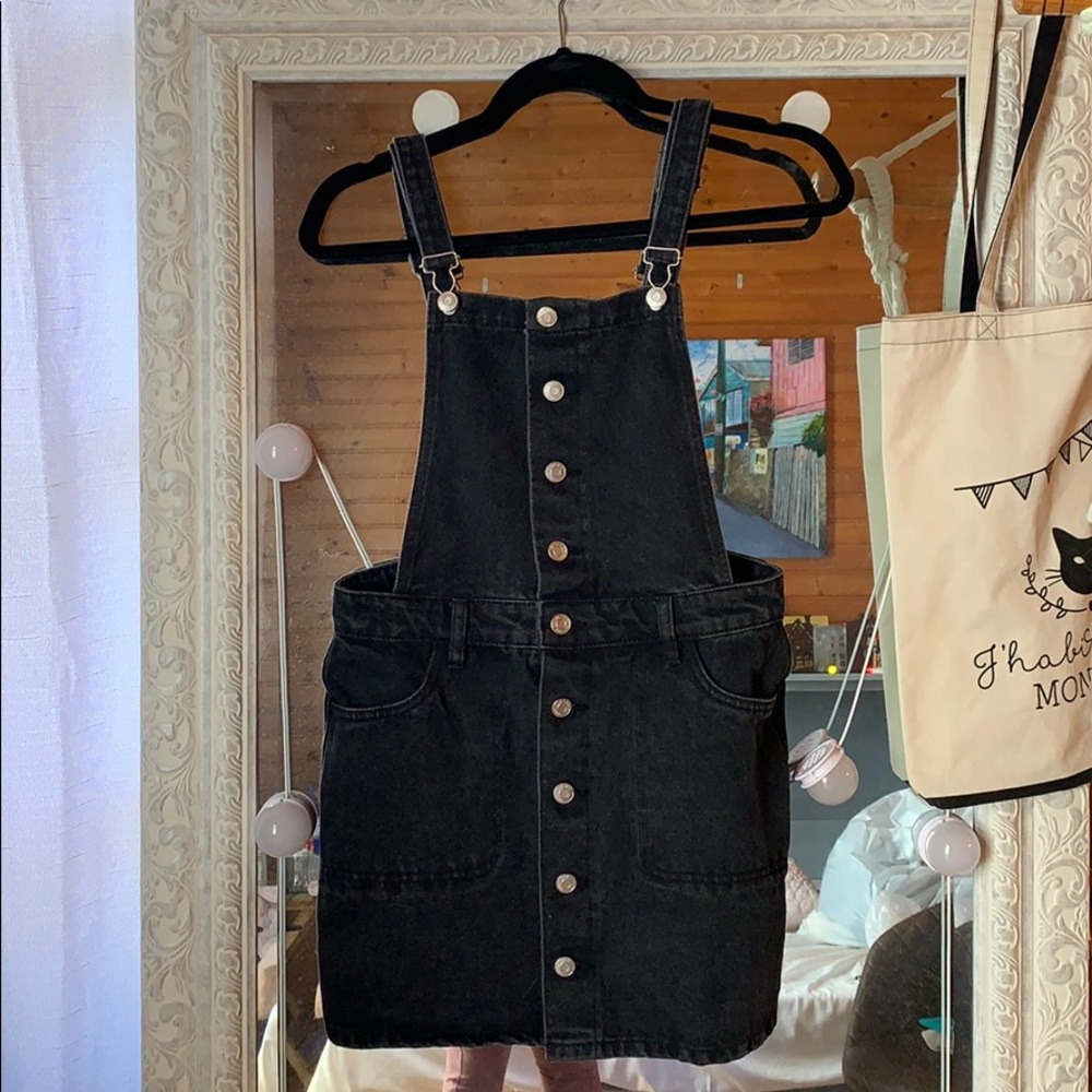 PACSUN BUTTON FRONT DENIM OVERALL DRESS